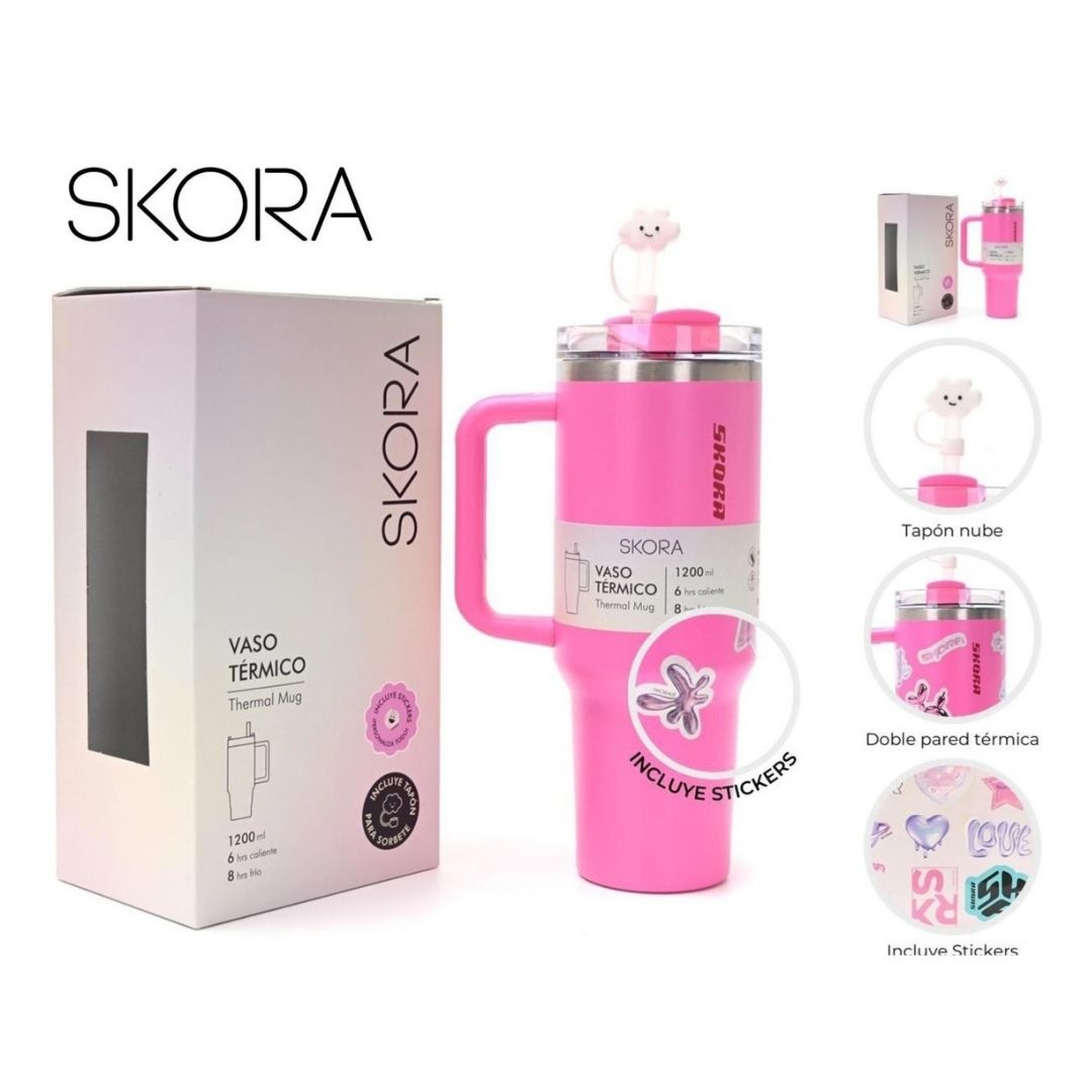 Vaso Térmico SKORA c/bombilla y tapón nube