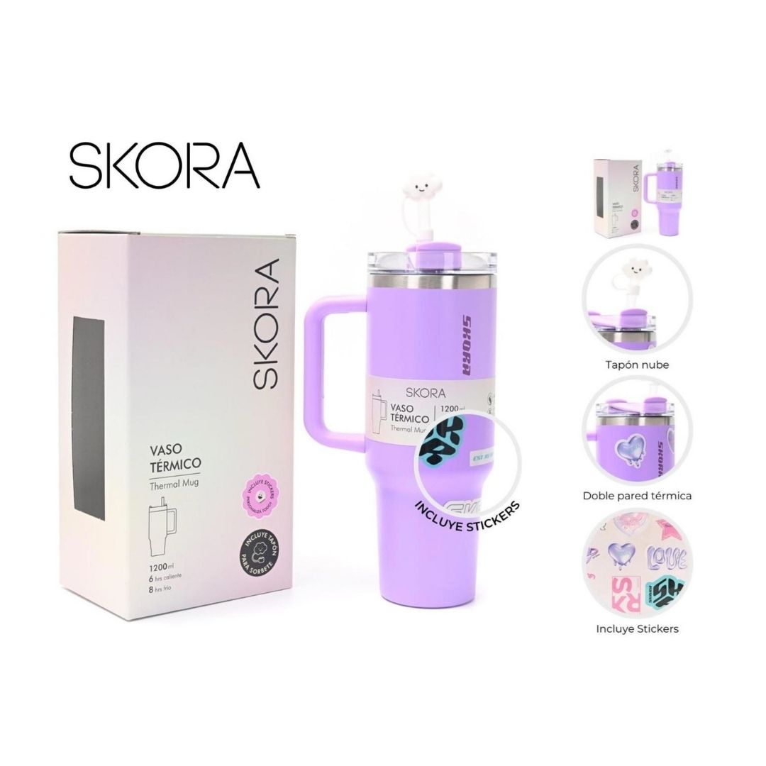 Vaso Térmico SKORA c/bombilla y tapón nube