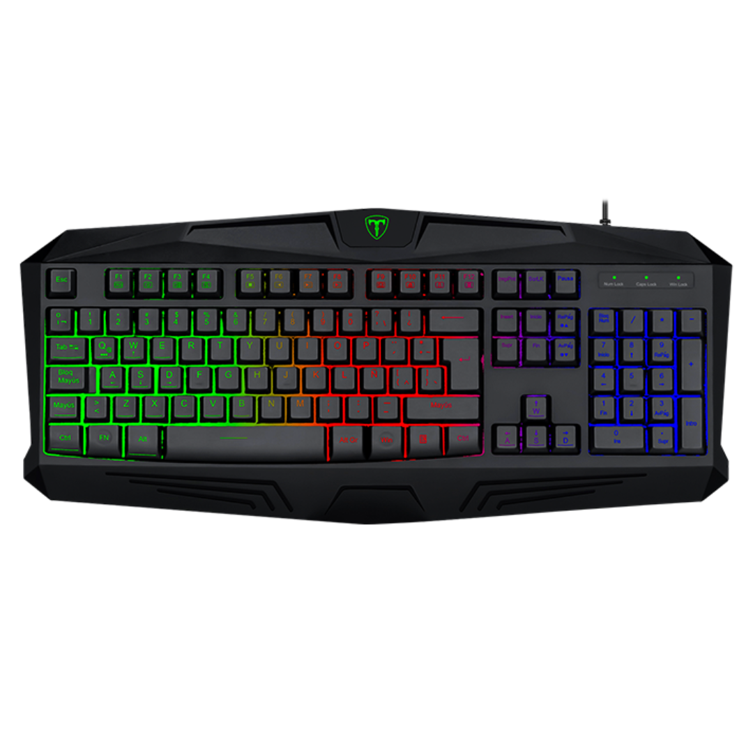 TECLADO GAMER T-DAGGER TANKER RAINBOW T-TGK106 USB NEGRO