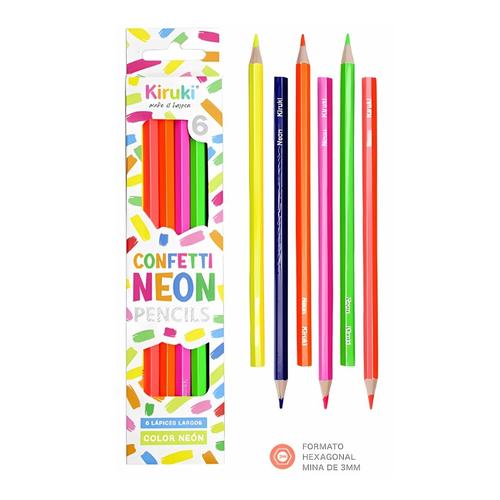 LAPICES DE COLORES KIRUKI x6 FLUO/NEON 